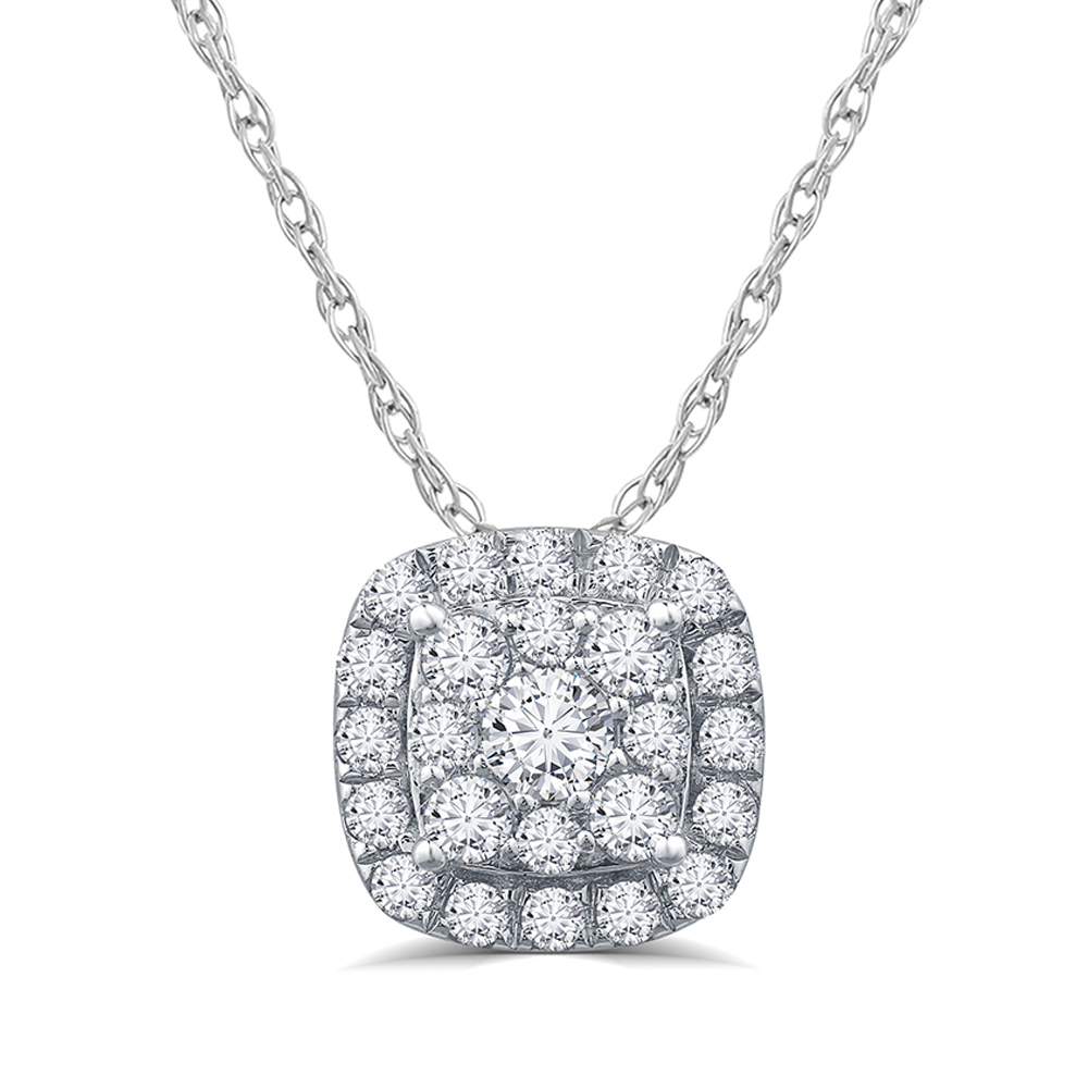 Exceptional Cushion Shaped Lab Grown Diamond Cluster Necklace