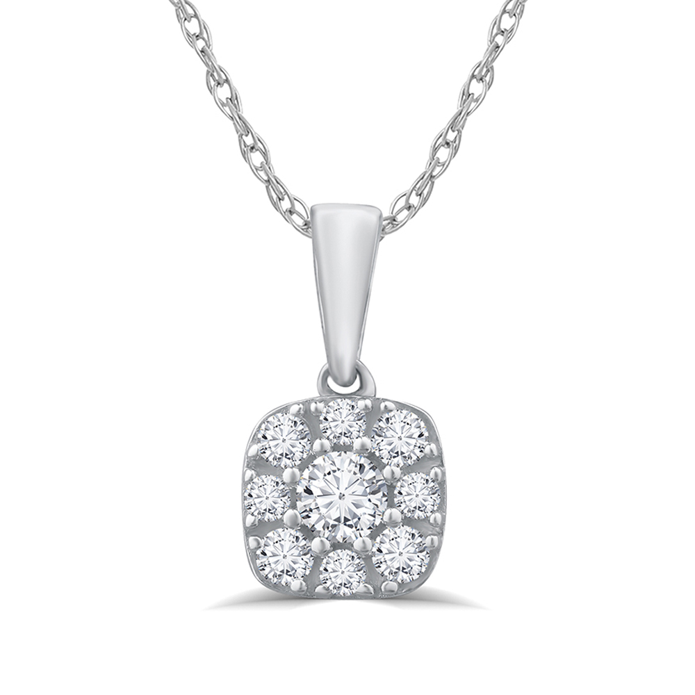 Dainty Cushion Shaped Lab Grown Cluster Diamond Necklace