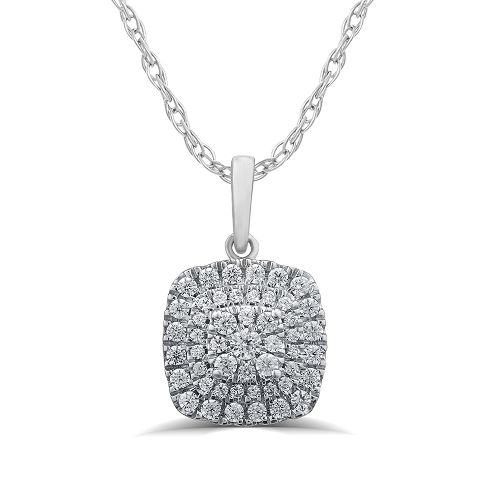 Dramatic Cushion Shaped Lab Grown Cluster Diamond Necklace
