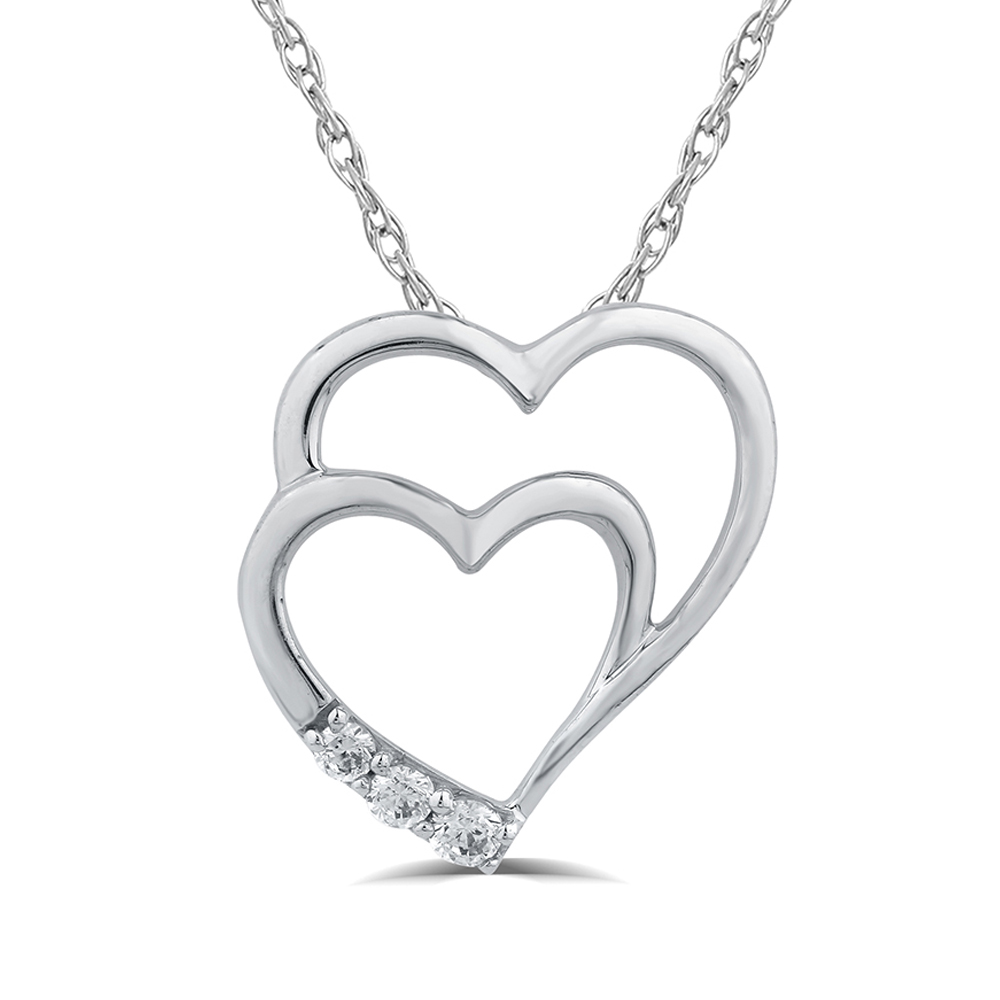 Lab Grown Diamond Accent Double Heart Necklace