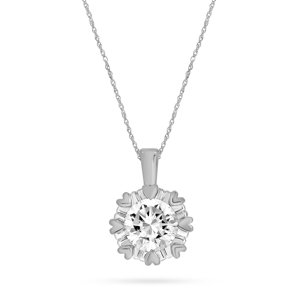 Lab Grown Heart Prong Diamond Solitaire Necklace