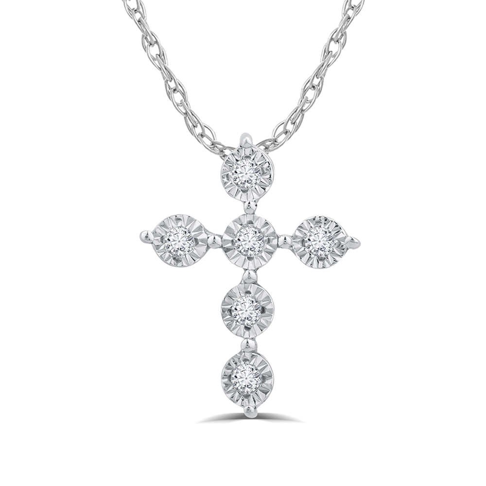 Dainty Lab Grown Diamond Accent Cross Necklace