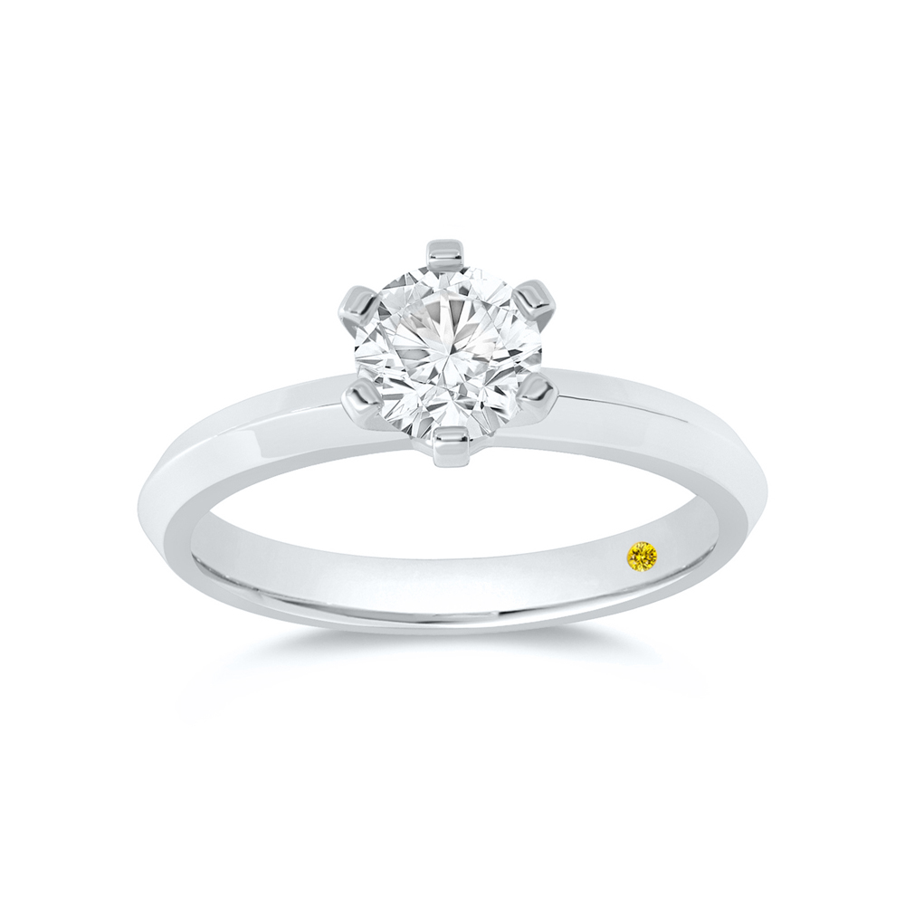Six Prong Set Lab Grown Solitaire Engagement Ring | Amba