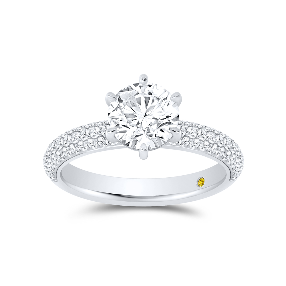 Lab Created Pave Set Diamond Engagement Ring | Bela