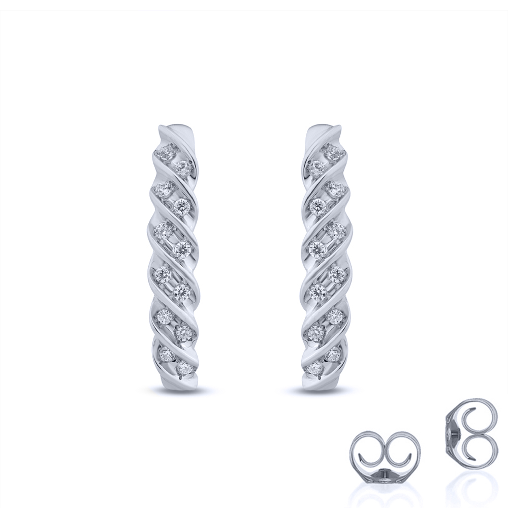 J-Hoop Diamond Spiral Earrings