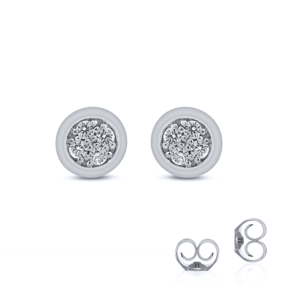 Bezel Set Cluster Diamond Stud Earrings