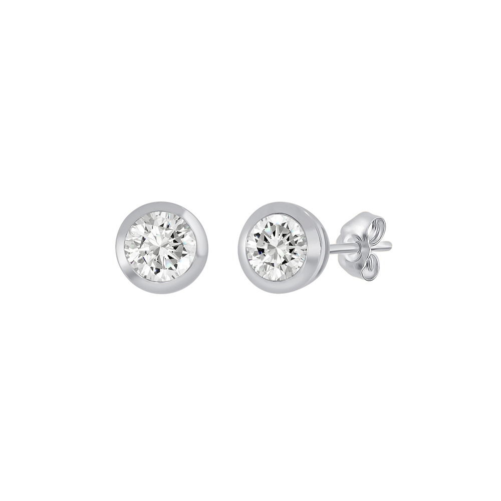 Bezel Set Certified Lab Diamond Stud Earrings