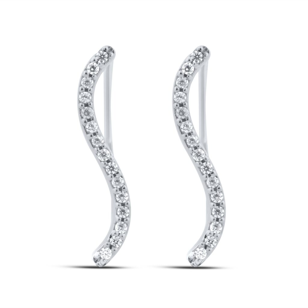 S - Shaped Lab Grown Diamond Crawler Earrings