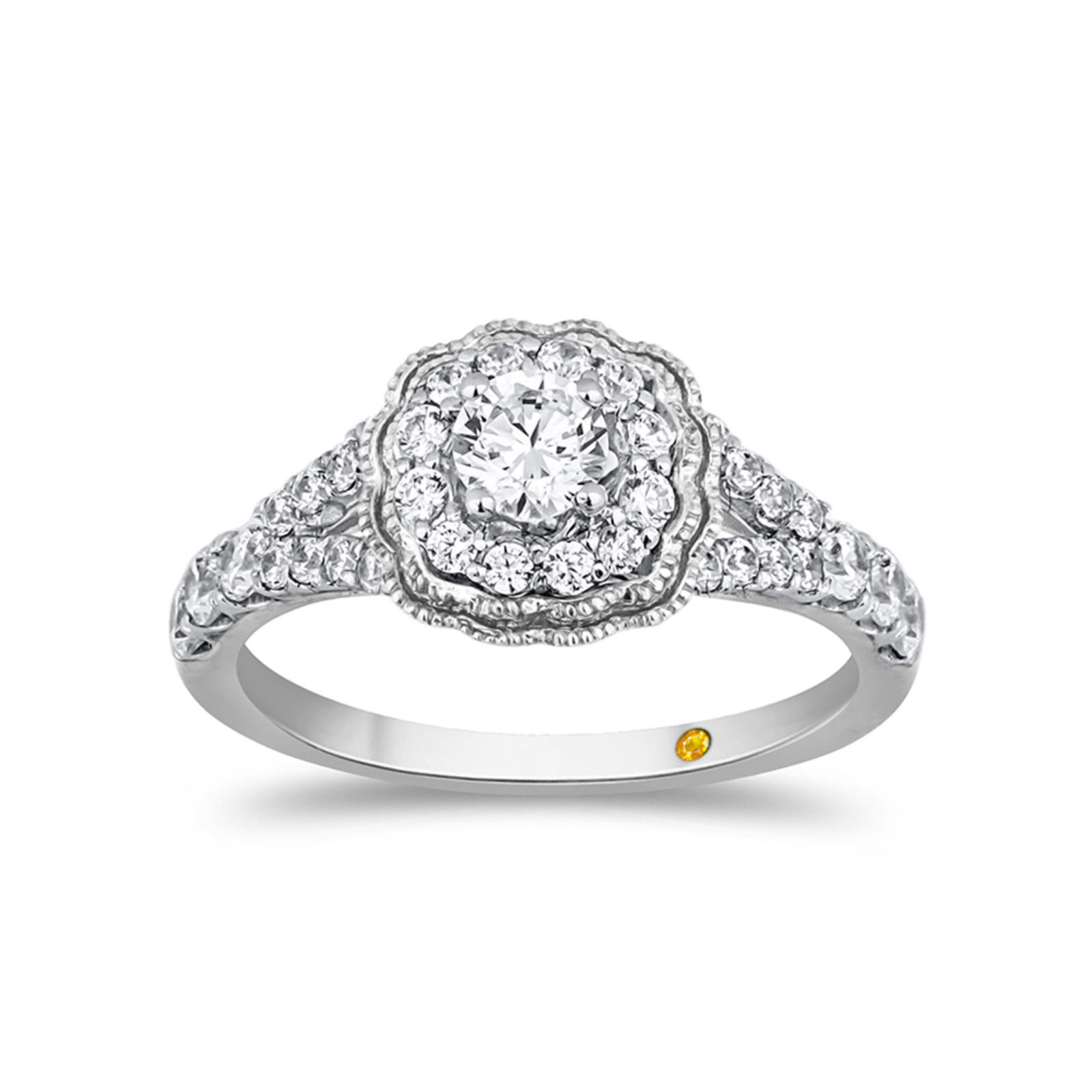 Floral Milgrain Lab Grown Diamond Engagement Ring