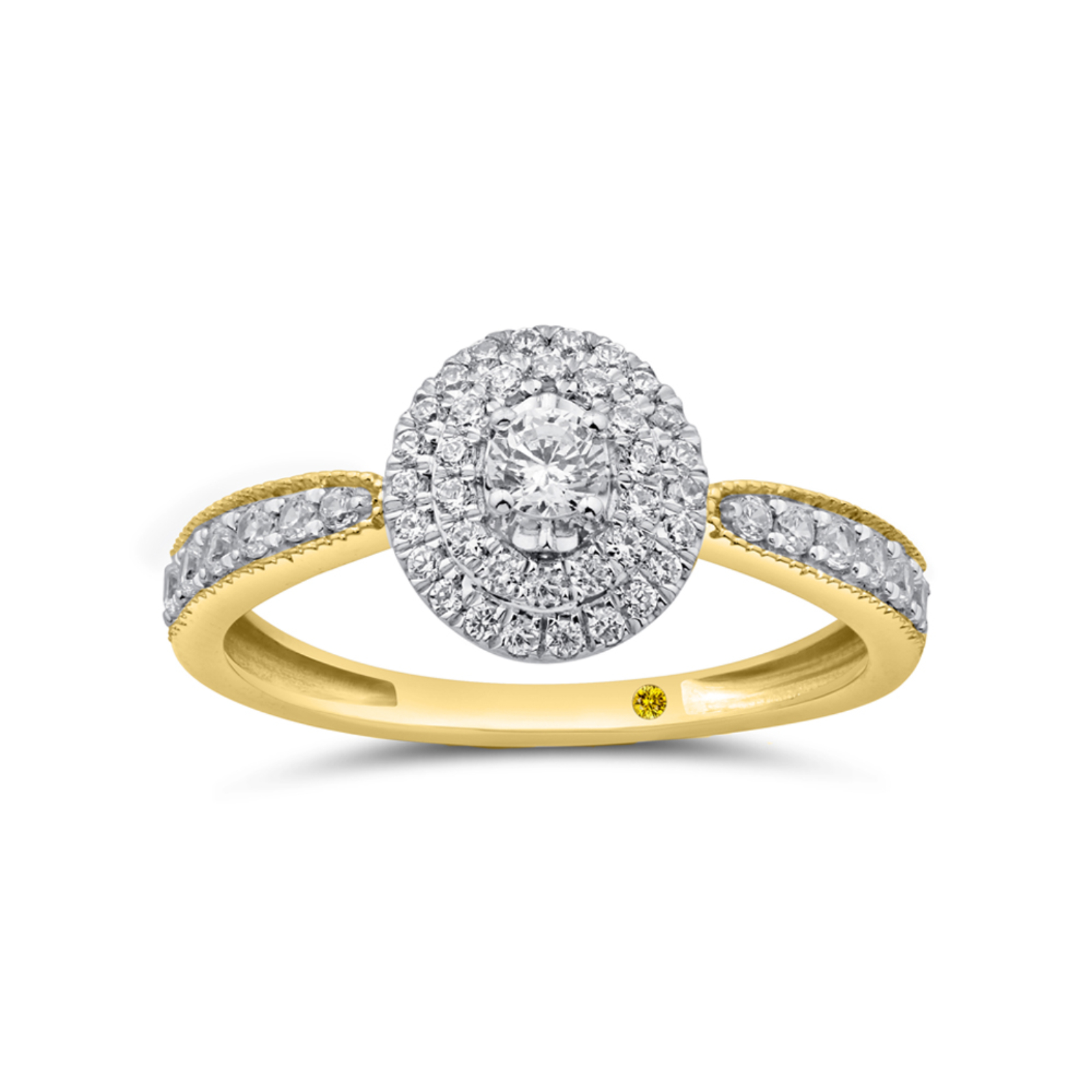 Vintage Looking Halo Lab Grown Diamond Engagement Ring