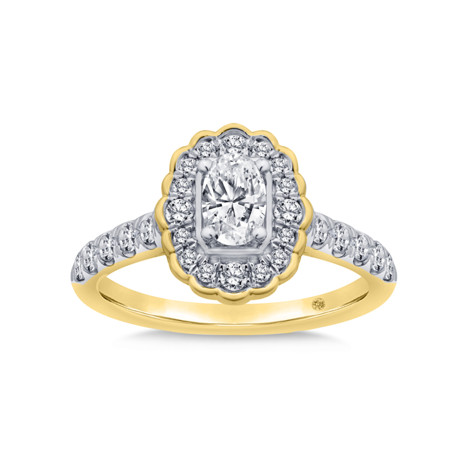 Floral Oval Halo Lab Grown Pavé Diamond Engagement Ring