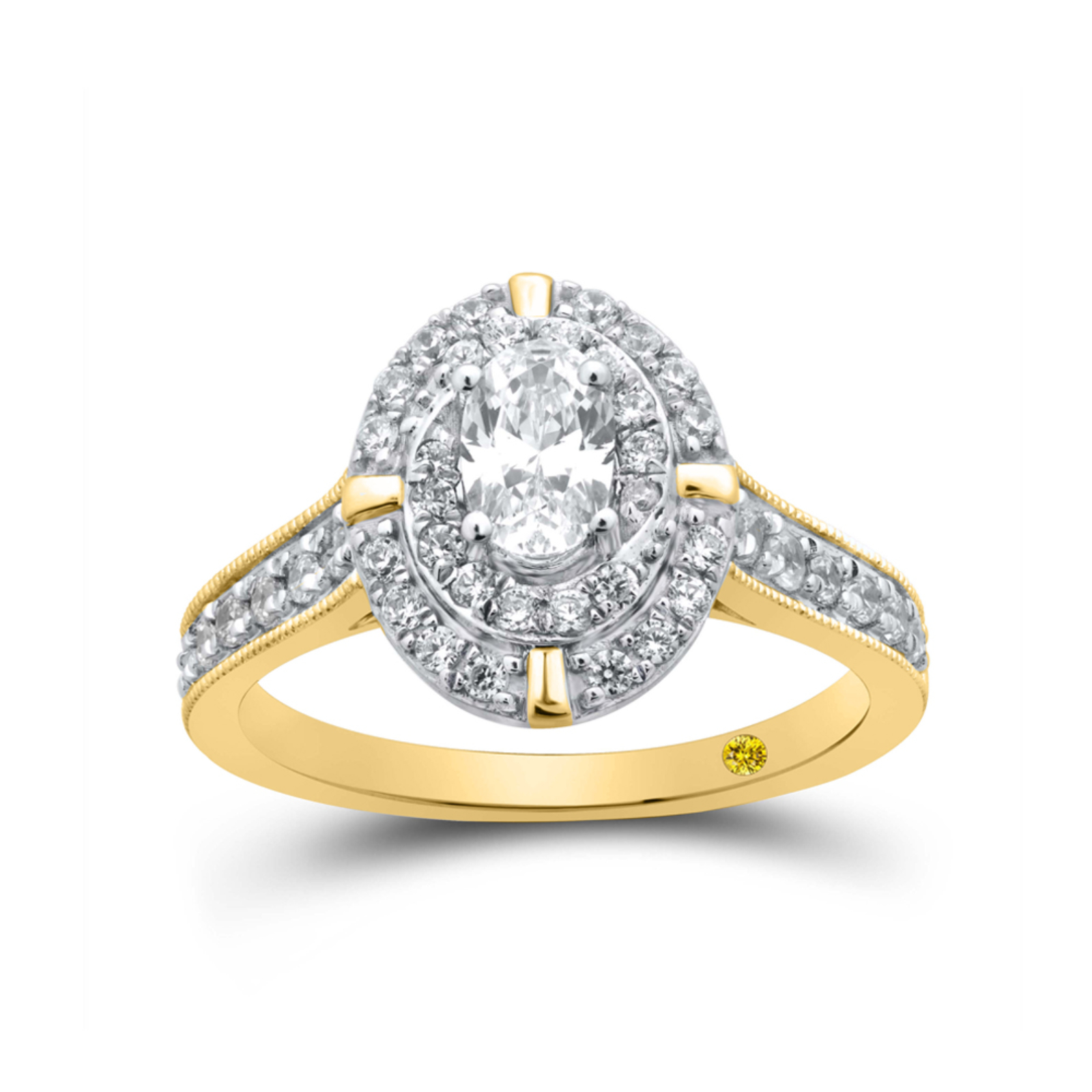 Lab Grown Double Halo Oval Diamond Engagement Ring