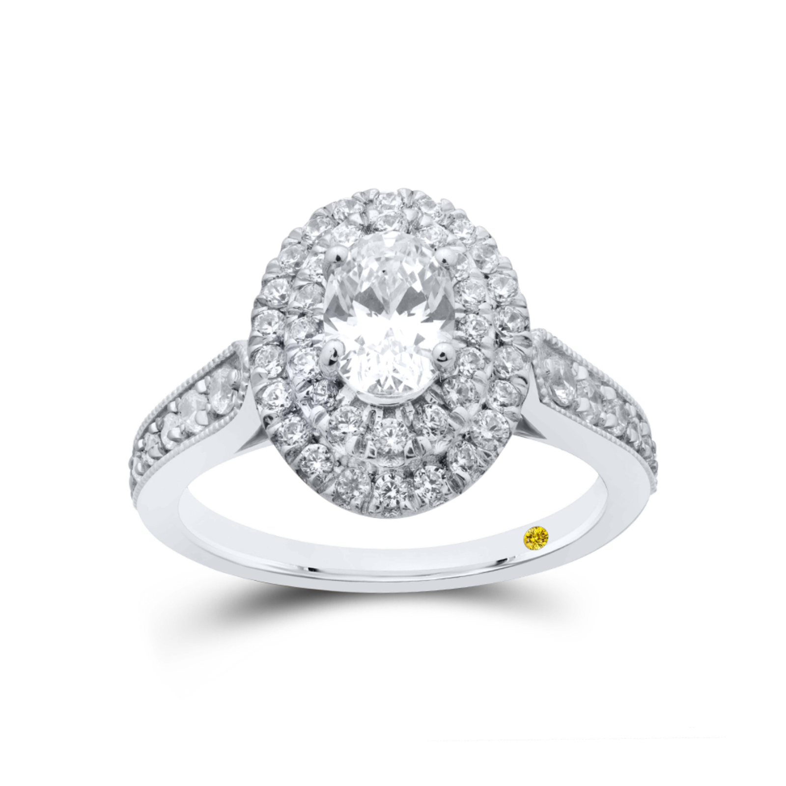 Grand Lab Created Oval Double Halo Diamond Engagement Ring
