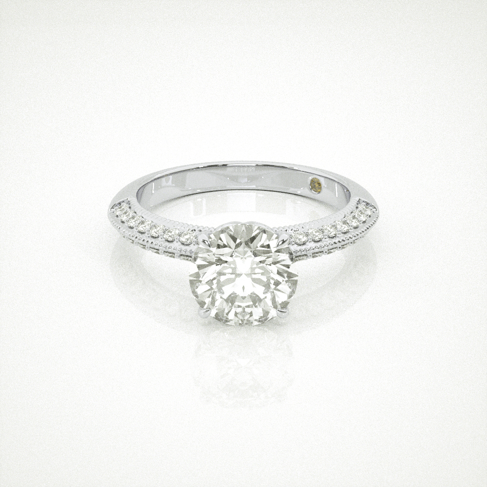 Lotus Basket Milgrain Lab Grown Diamond Engagement Ring