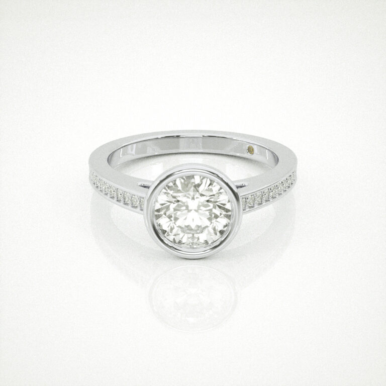 Pavé Set Bezel Accented Lab Grown Diamond Engagement Ring