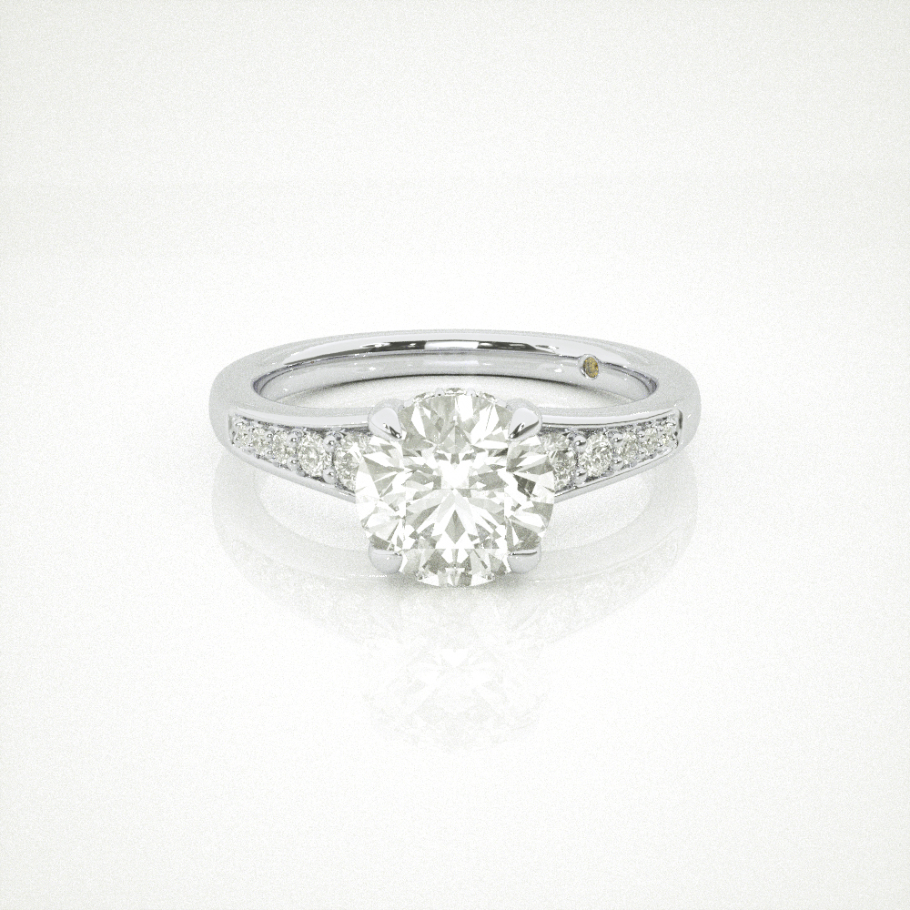 Dainty Tapered Pavé Set Lab Grown Diamond Engagement Ring