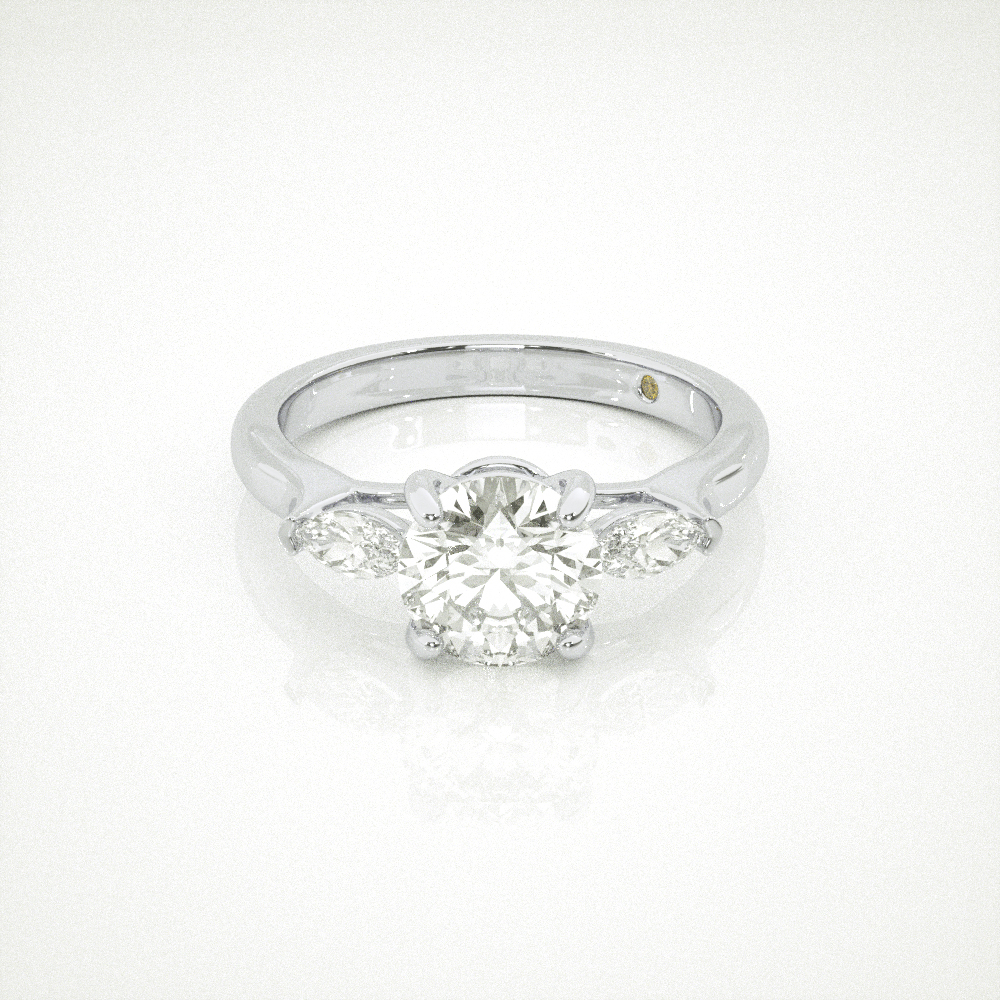 Marquise Accented Three Stone Lab Grown Diamond Engagement Ring